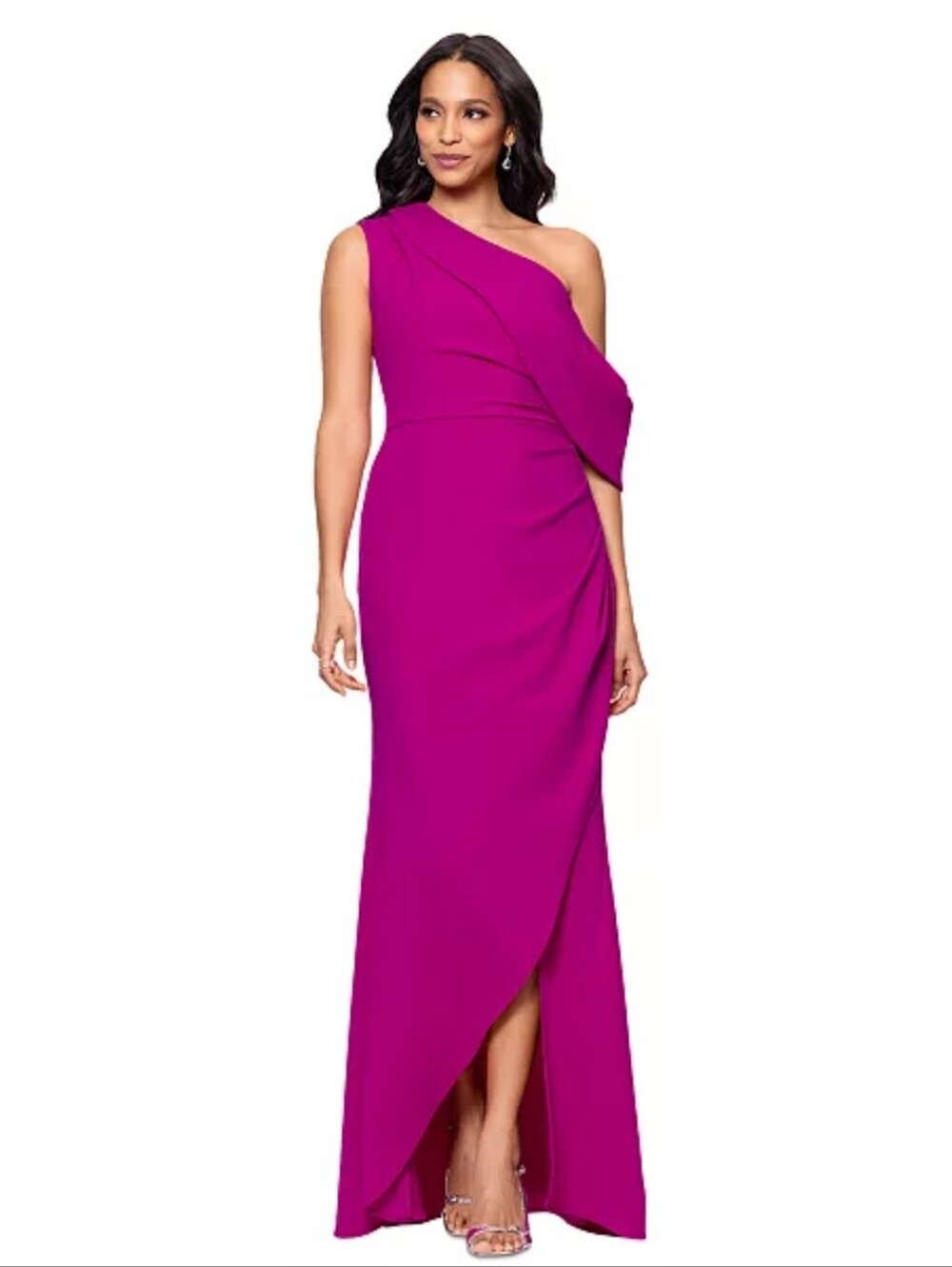 Betsy & Adam 18W Fuchsia Pink Draped Formal Maxi Gown NWT $279 Wedding